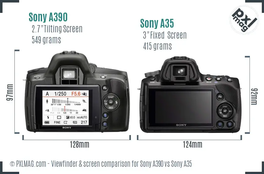 Sony A390 vs Sony A35 Screen and Viewfinder comparison