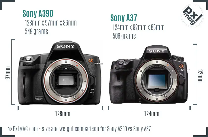 Sony A390 vs Sony A37 size comparison