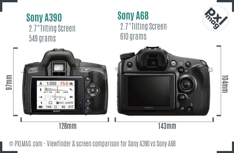 Sony A390 vs Sony A68 Screen and Viewfinder comparison