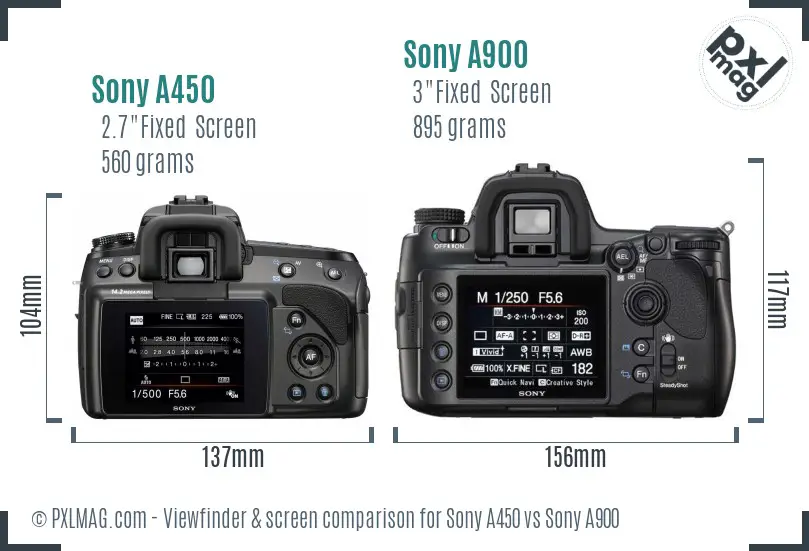 Sony A450 vs Sony A900 Screen and Viewfinder comparison