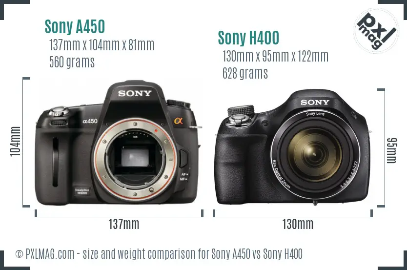 Sony A450 vs Sony H400 size comparison