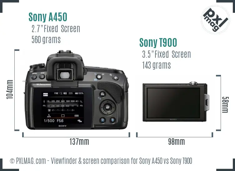 Sony A450 vs Sony T900 Screen and Viewfinder comparison