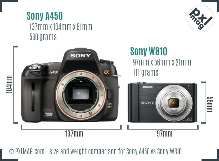 Sony A450 vs Sony W810 size comparison