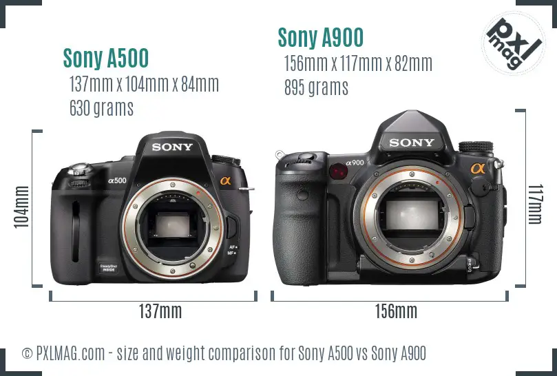Sony A500 vs Sony A900 size comparison