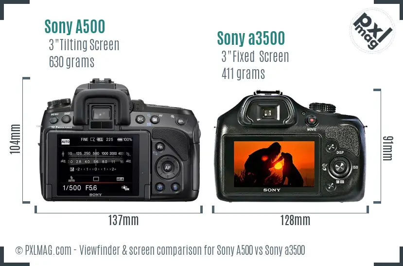 Sony A500 vs Sony a3500 Screen and Viewfinder comparison Sony A500 vs Sony a3500 Screen and Viewfinder comparison