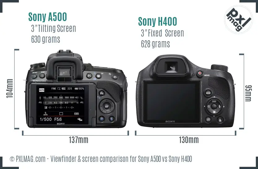 Sony A500 vs Sony H400 Screen and Viewfinder comparison