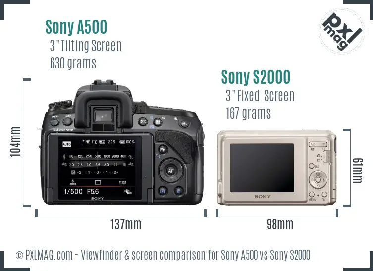 Sony A500 vs Sony S2000 Screen and Viewfinder comparison