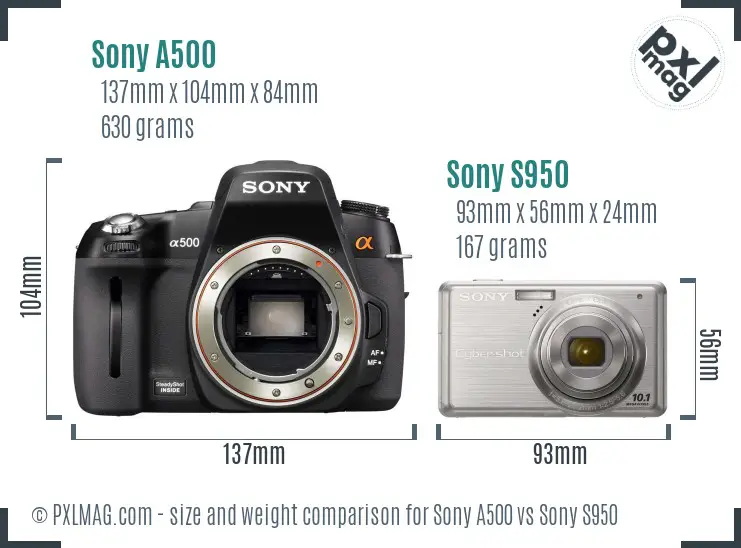 Sony A500 vs Sony S950 size comparison