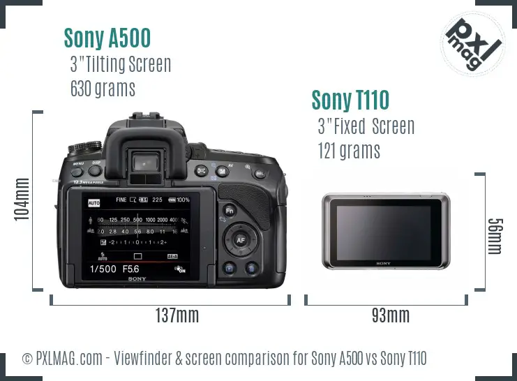 Sony A500 vs Sony T110 Screen and Viewfinder comparison