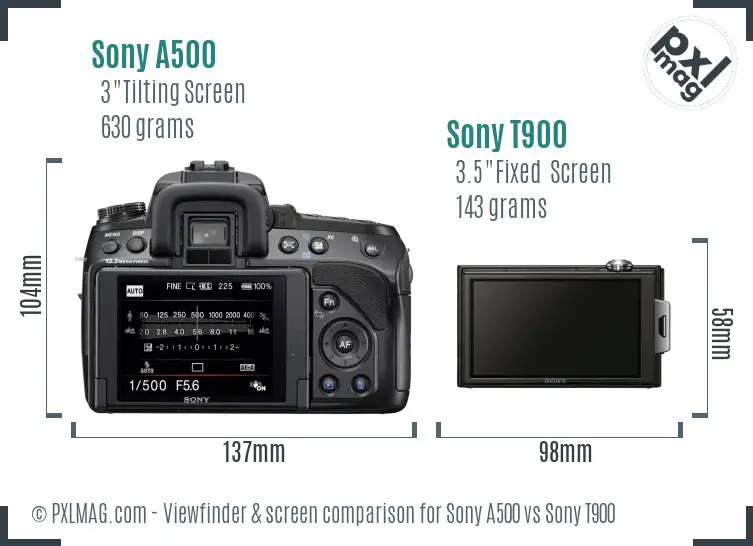Sony A500 vs Sony T900 Screen and Viewfinder comparison