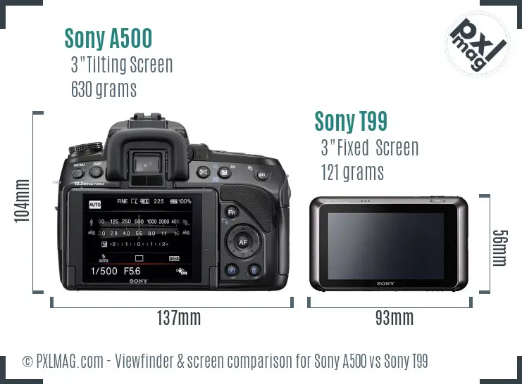 Sony A500 vs Sony T99 Screen and Viewfinder comparison