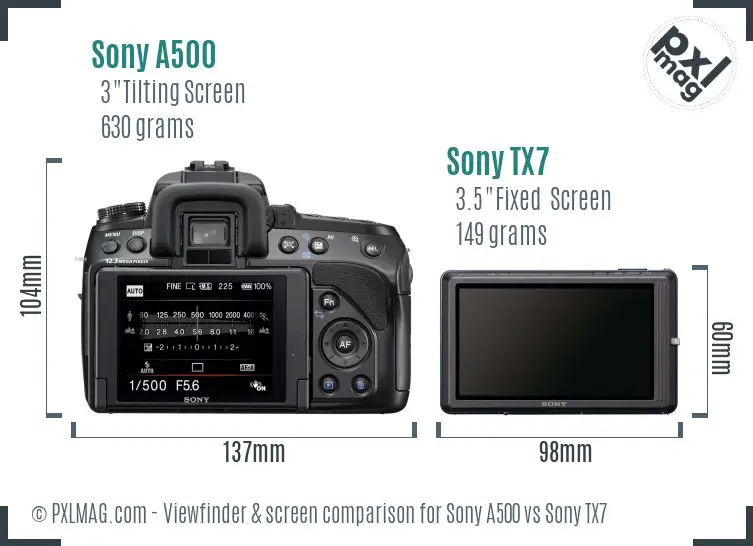 Sony A500 vs Sony TX7 Screen and Viewfinder comparison