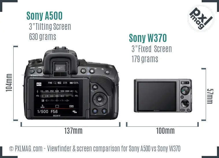 Sony A500 vs Sony W370 Screen and Viewfinder comparison