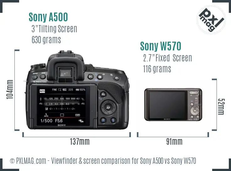 Sony A500 vs Sony W570 Screen and Viewfinder comparison