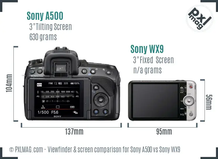 Sony A500 vs Sony WX9 Screen and Viewfinder comparison