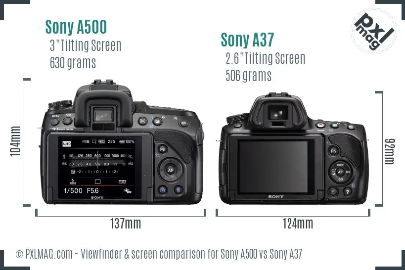 Sony A500 vs Sony A37 Screen and Viewfinder comparison