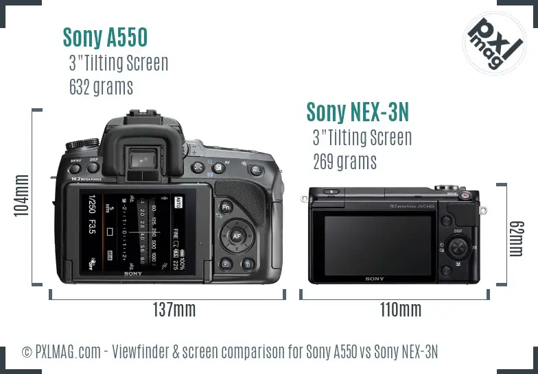 Sony A550 vs Sony NEX-3N Screen and Viewfinder comparison