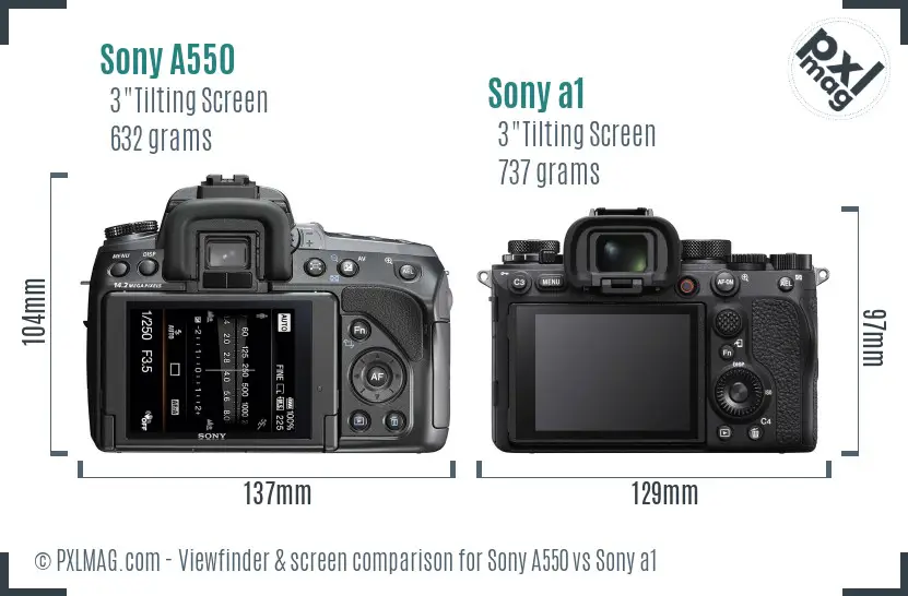 Sony A550 vs Sony a1 Screen and Viewfinder comparison Sony A550 vs Sony a1 Screen and Viewfinder comparison