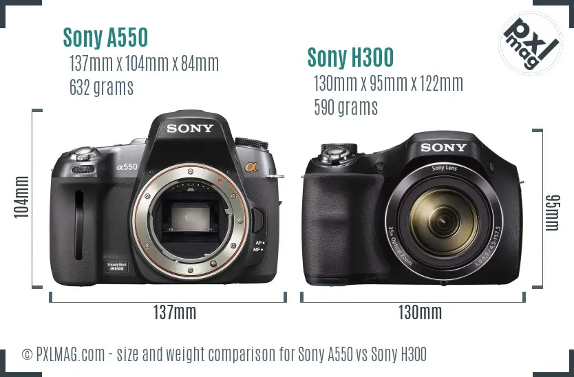 Sony A550 vs Sony H300 size comparison