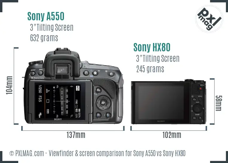 Sony A550 vs Sony HX80 Screen and Viewfinder comparison