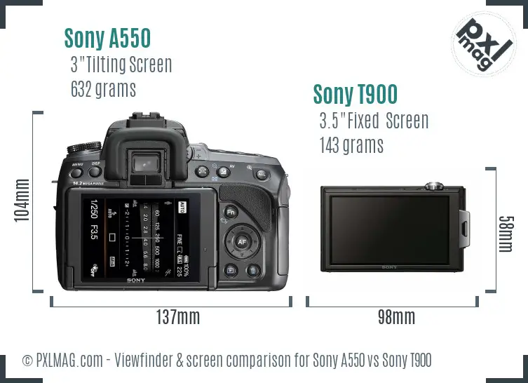 Sony A550 vs Sony T900 Screen and Viewfinder comparison