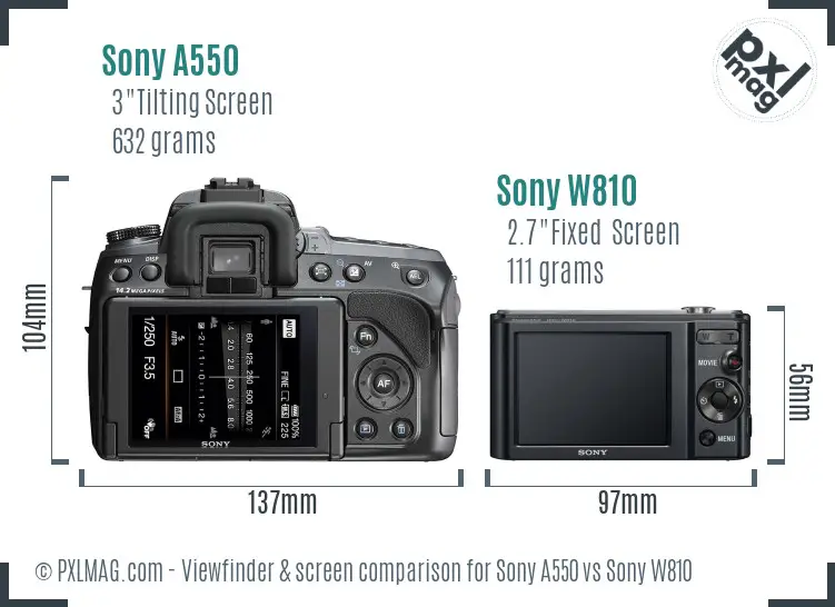 Sony A550 vs Sony W810 Screen and Viewfinder comparison