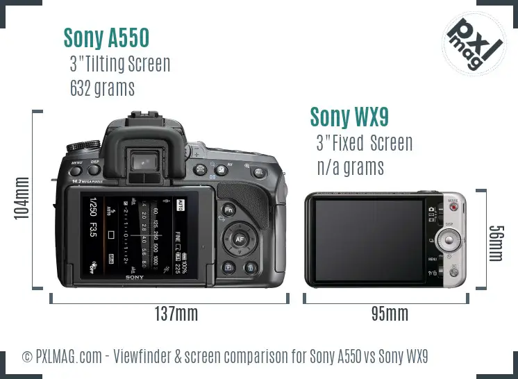 Sony A550 vs Sony WX9 Screen and Viewfinder comparison