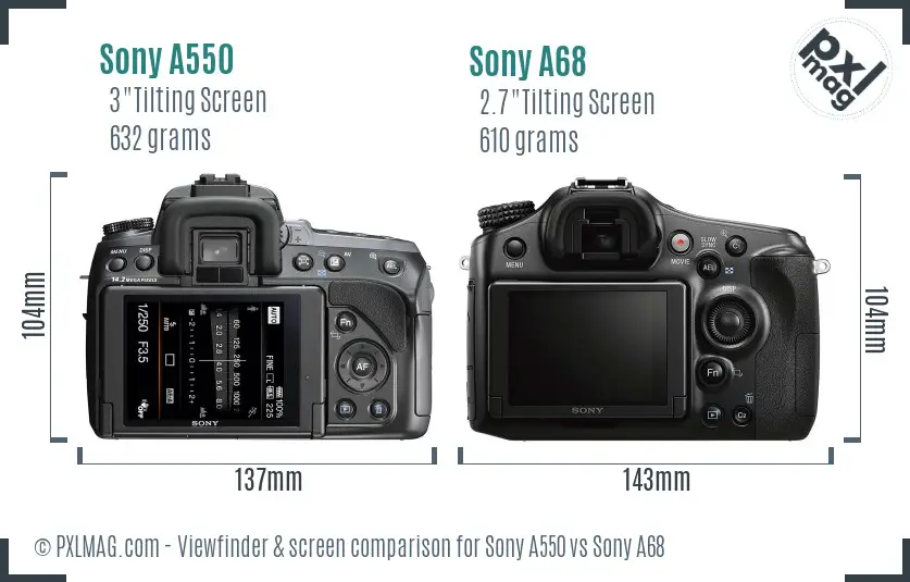 Sony A550 vs Sony A68 Screen and Viewfinder comparison