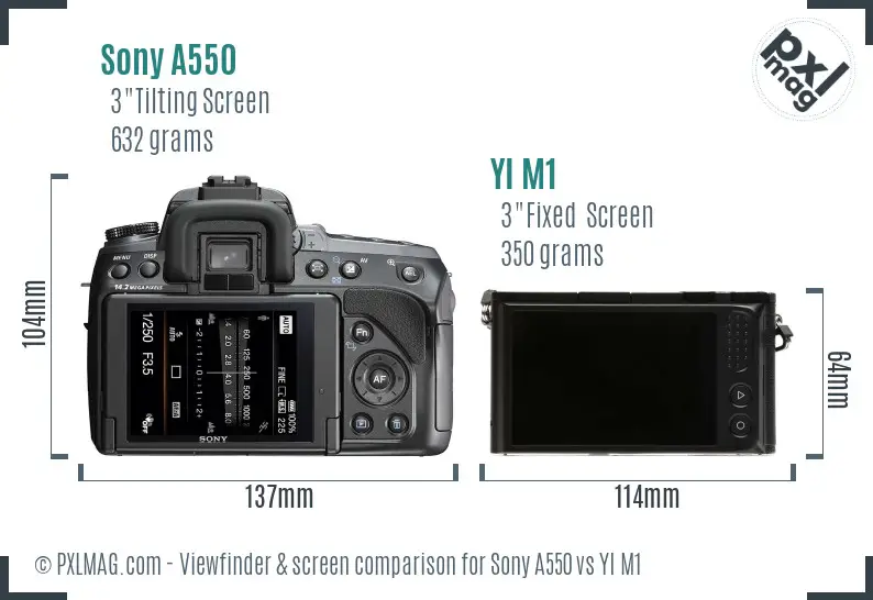 Sony A550 vs YI M1 Screen and Viewfinder comparison
