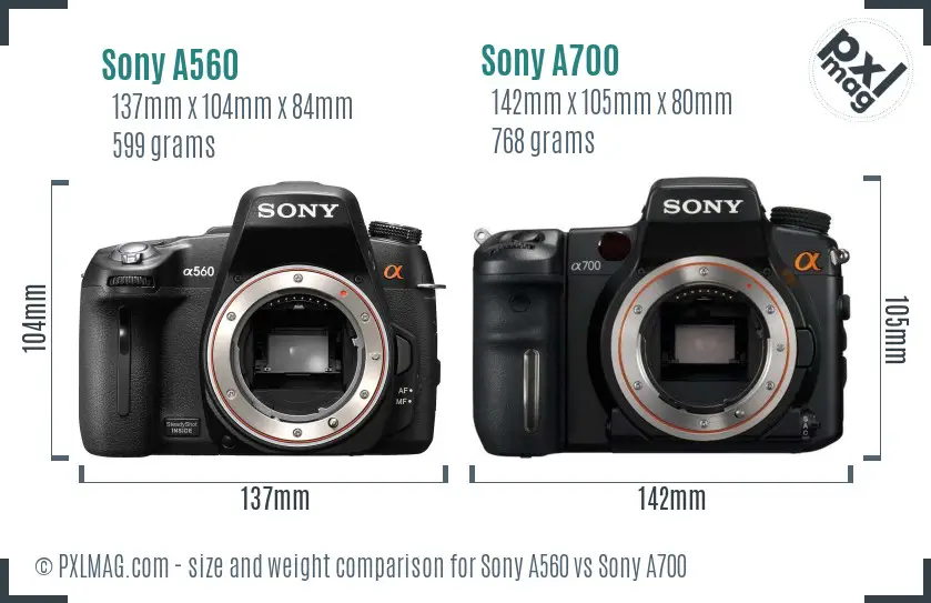 Sony A560 vs Sony A700 size comparison