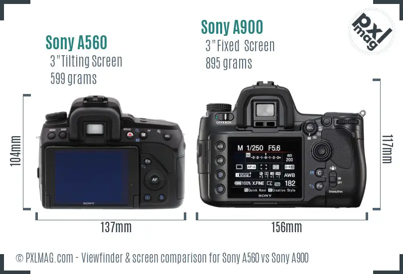 Sony A560 vs Sony A900 Screen and Viewfinder comparison