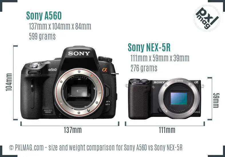 Sony A560 vs Sony NEX-5R size comparison