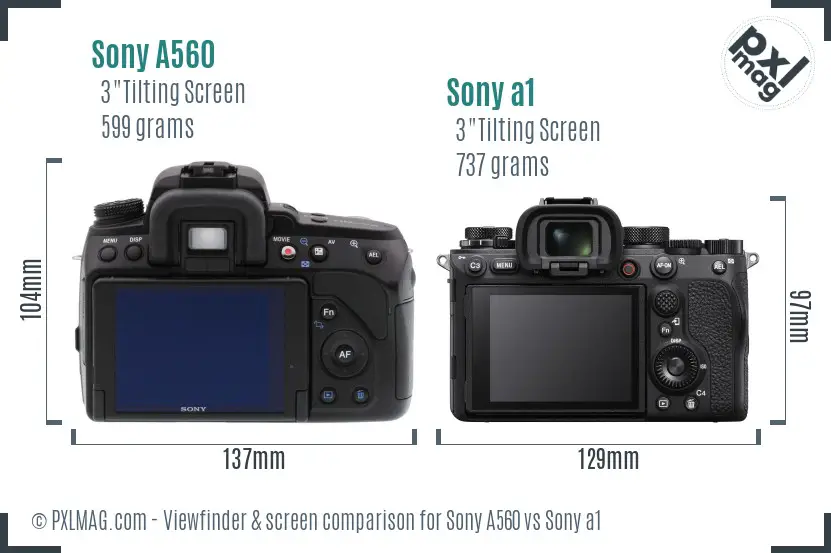 Sony A560 vs Sony a1 Screen and Viewfinder comparison