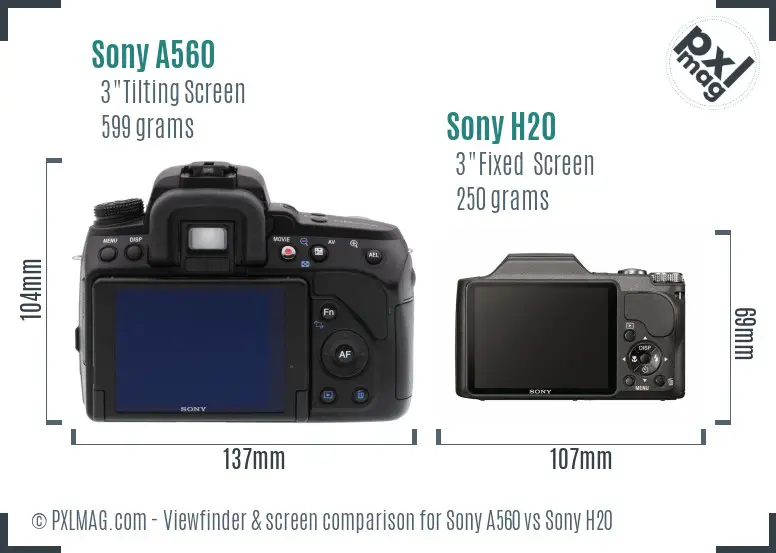 Sony A560 vs Sony H20 Screen and Viewfinder comparison