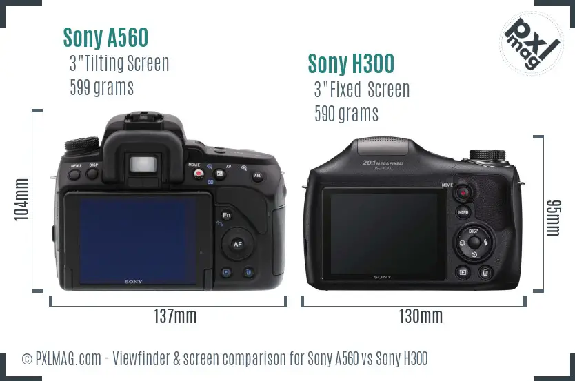 Sony A560 vs Sony H300 Screen and Viewfinder comparison