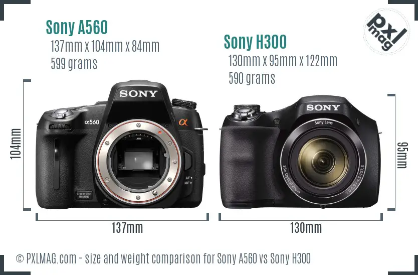 Sony A560 vs Sony H300 size comparison