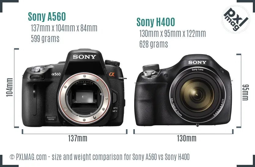 Sony A560 vs Sony H400 size comparison
