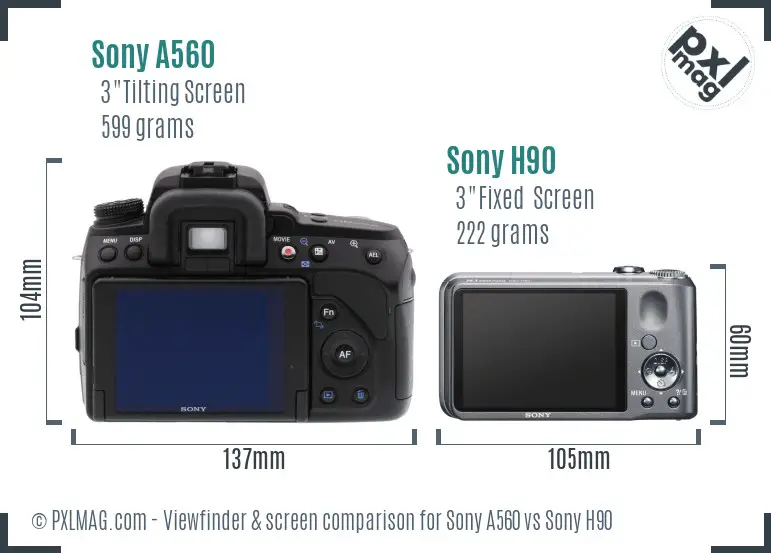 Sony A560 vs Sony H90 Screen and Viewfinder comparison