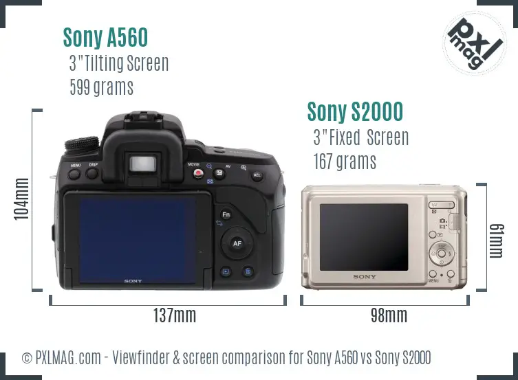 Sony A560 vs Sony S2000 Screen and Viewfinder comparison