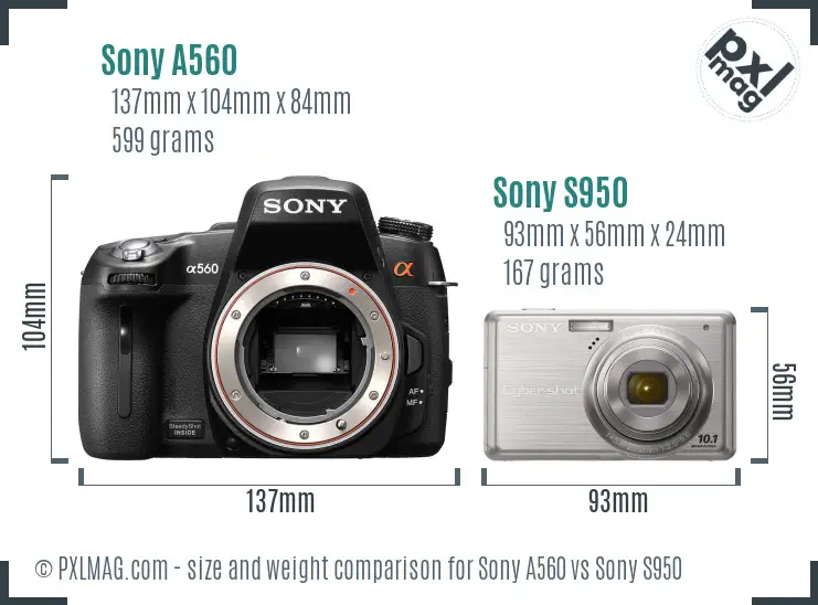 Sony A560 vs Sony S950 size comparison