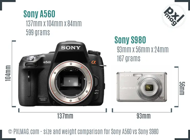 Sony A560 vs Sony S980 size comparison