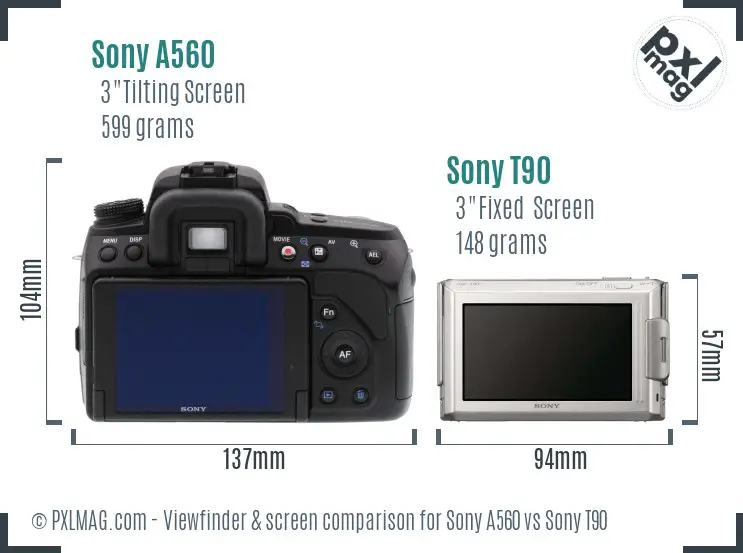 Sony A560 vs Sony T90 Screen and Viewfinder comparison
