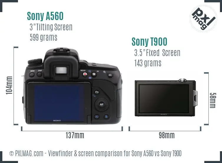 Sony A560 vs Sony T900 Screen and Viewfinder comparison