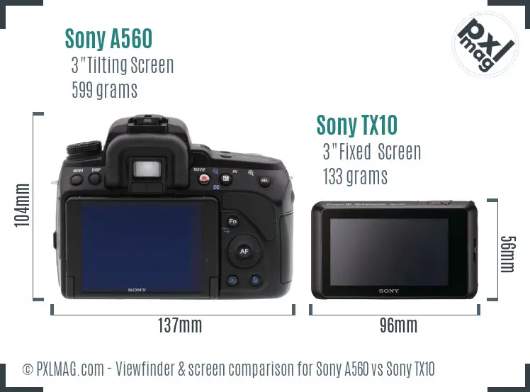 Sony A560 vs Sony TX10 Screen and Viewfinder comparison