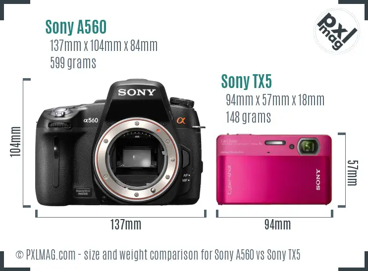 Sony A560 vs Sony TX5 size comparison
