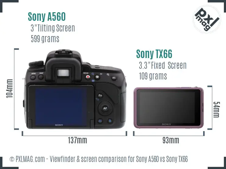 Sony A560 vs Sony TX66 Screen and Viewfinder comparison