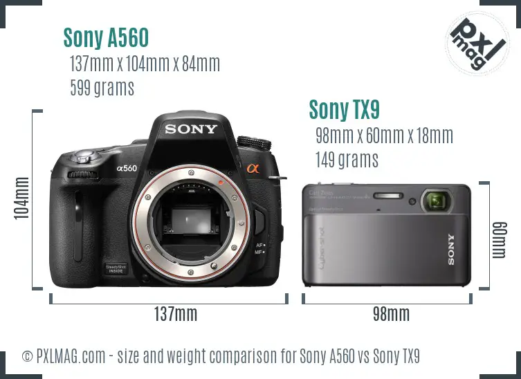 Sony A560 vs Sony TX9 size comparison