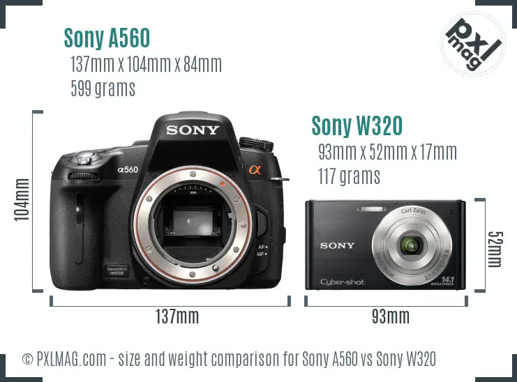 Sony A560 vs Sony W320 size comparison