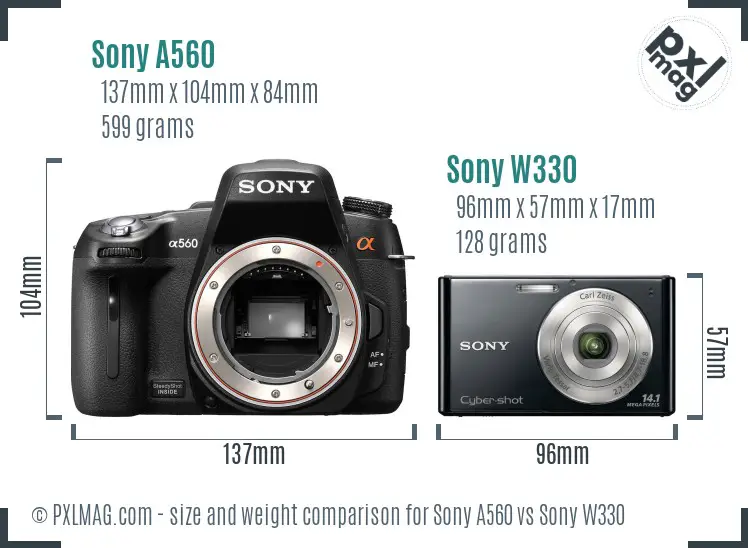 Sony A560 vs Sony W330 size comparison