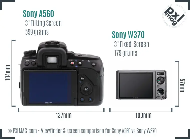 Sony A560 vs Sony W370 Screen and Viewfinder comparison